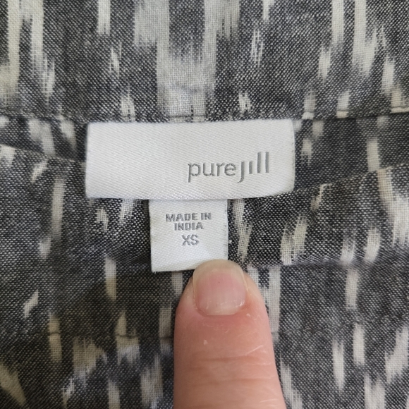 J. Jill PureJill Ikat Southwest Boxy Top XS Gray White Cotton - Picture 4 of 5